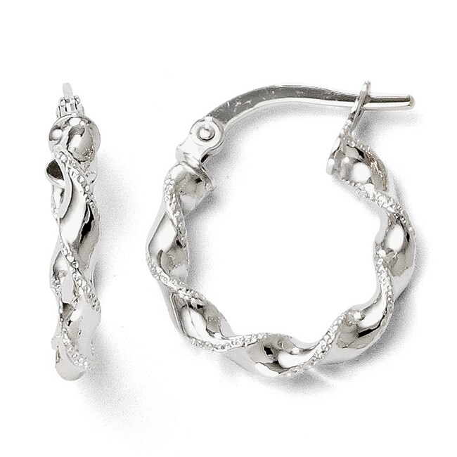 Italian 14k White Gold Twisted Hoop Earrings